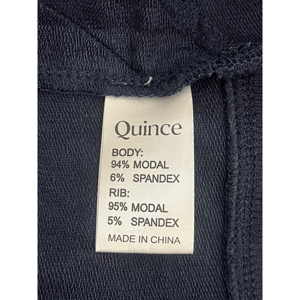 Quince Women's French Terry Modal Cardigan Navy Blue Medium Open Waterfall - Picture 10 of 11